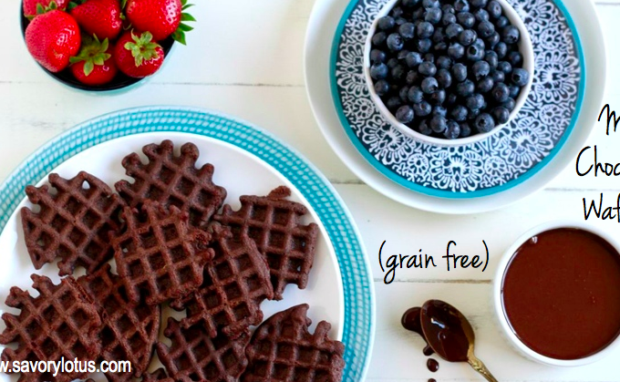 Mini Chocolate Waffles (grain free, gluten free, nut free, paleo) | savorylotus.com