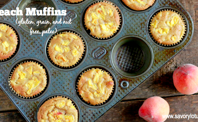 Peach Muffins (gluten, grain, and nut free, paleo) | savorylotus.com