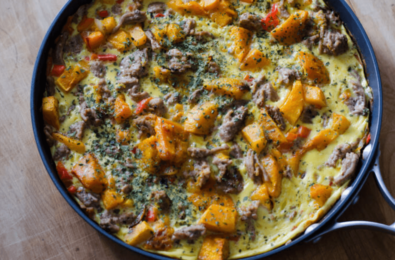 sausage and butternut squash frittata