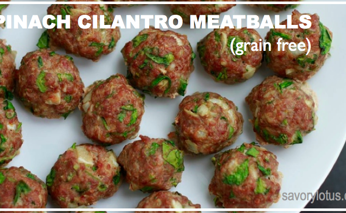Spinach Cilantro Meatballs (grain free) | savorylotus.com